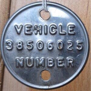 1953 Dodge Coronet Convertible Body Number Data Plate Vehicle Tag lot